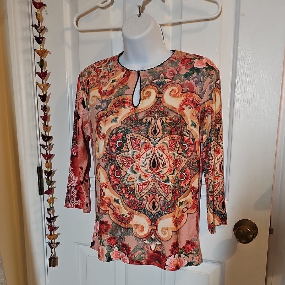 Yukiko Multicolor Floral and Paisley Blouse